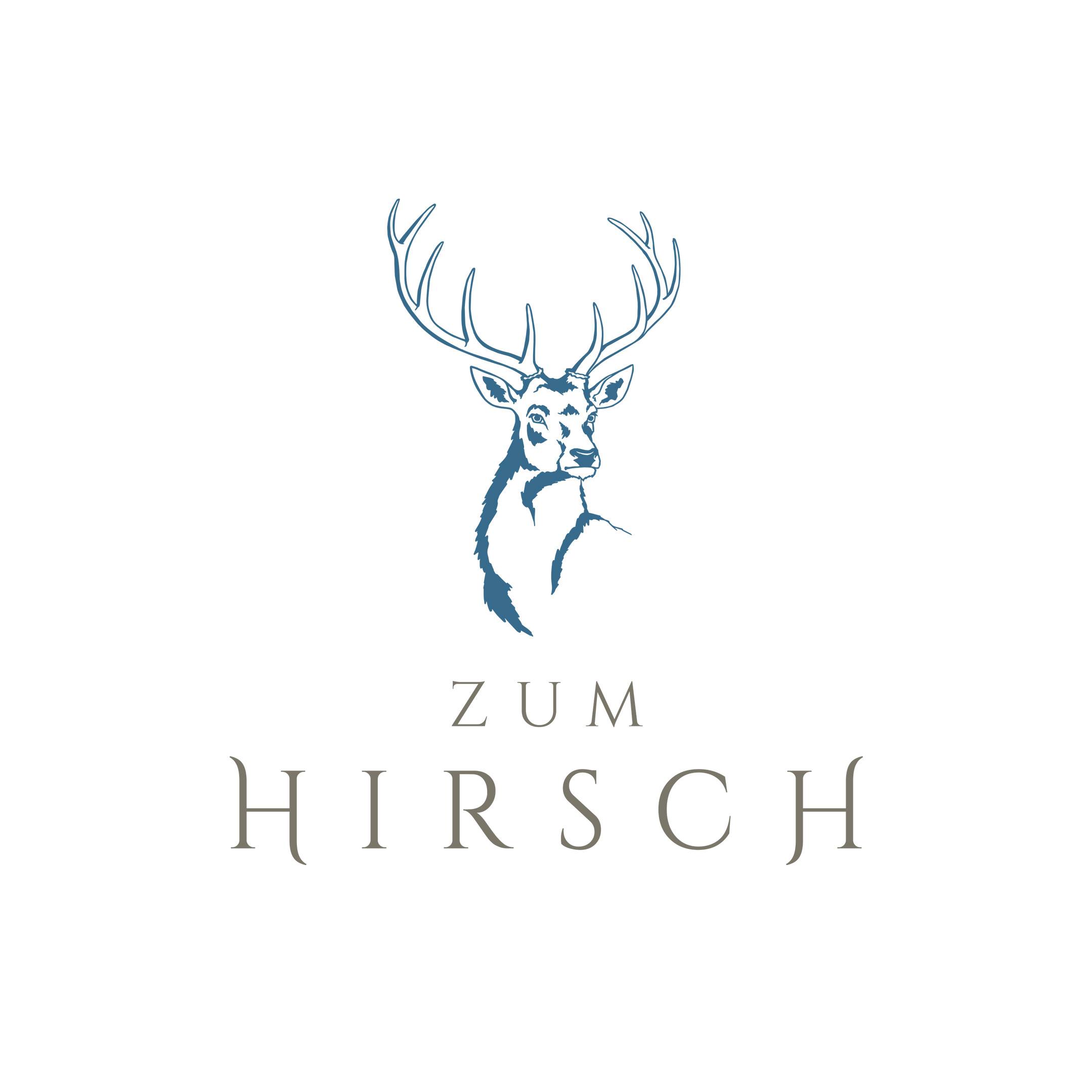 Logo von Zum Hirsch mit einem stilisierten Hirschkopf und dem Schriftzug 'Zum Hirsch' darunter.