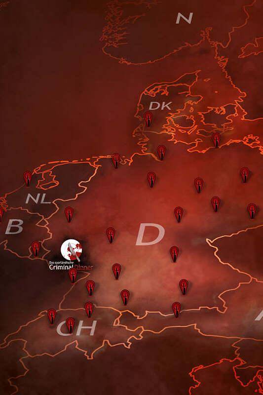 Karte von Europa mit verschiedenen Markierungen und einem Symbol in der Mitte.